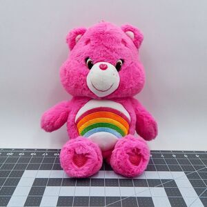 Care Bears CHEER BEAR Hot Pink Plush Rainbow 13 Inch Soft Stuffed Toy 2014
